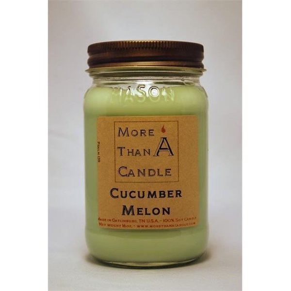 More Than A Candle More Than A Candle CCM16M 16 oz Mason Jar Soy Candle; Cucumber Melon CCM16M